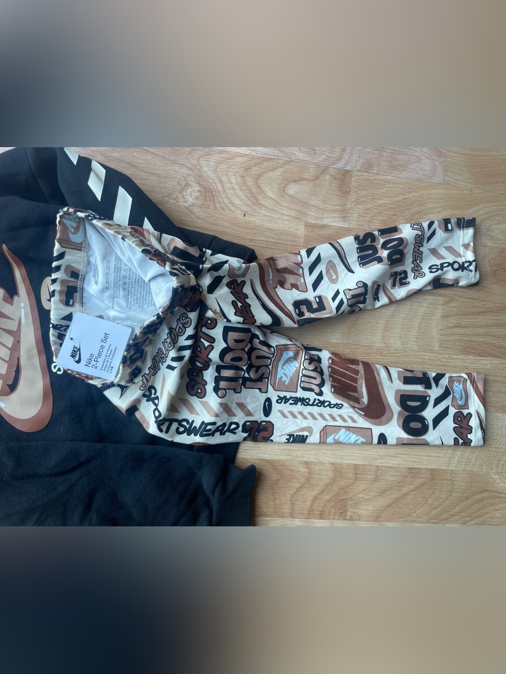 NWT Nike 3t Brown & Black Logo Two-Piece Set